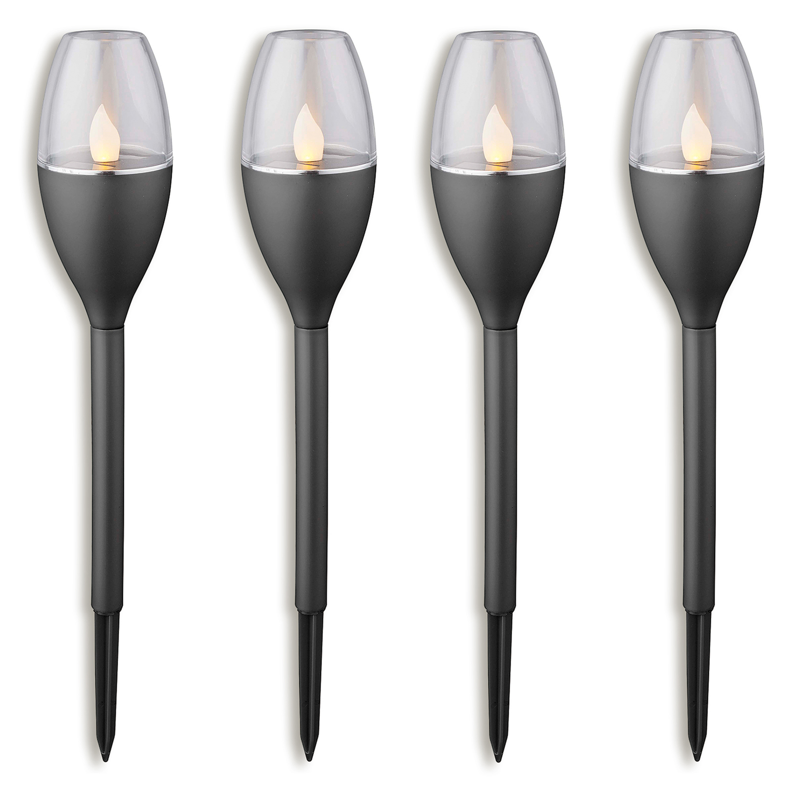 4er-Set Solar LED-Erdspieß - dunkelgrau