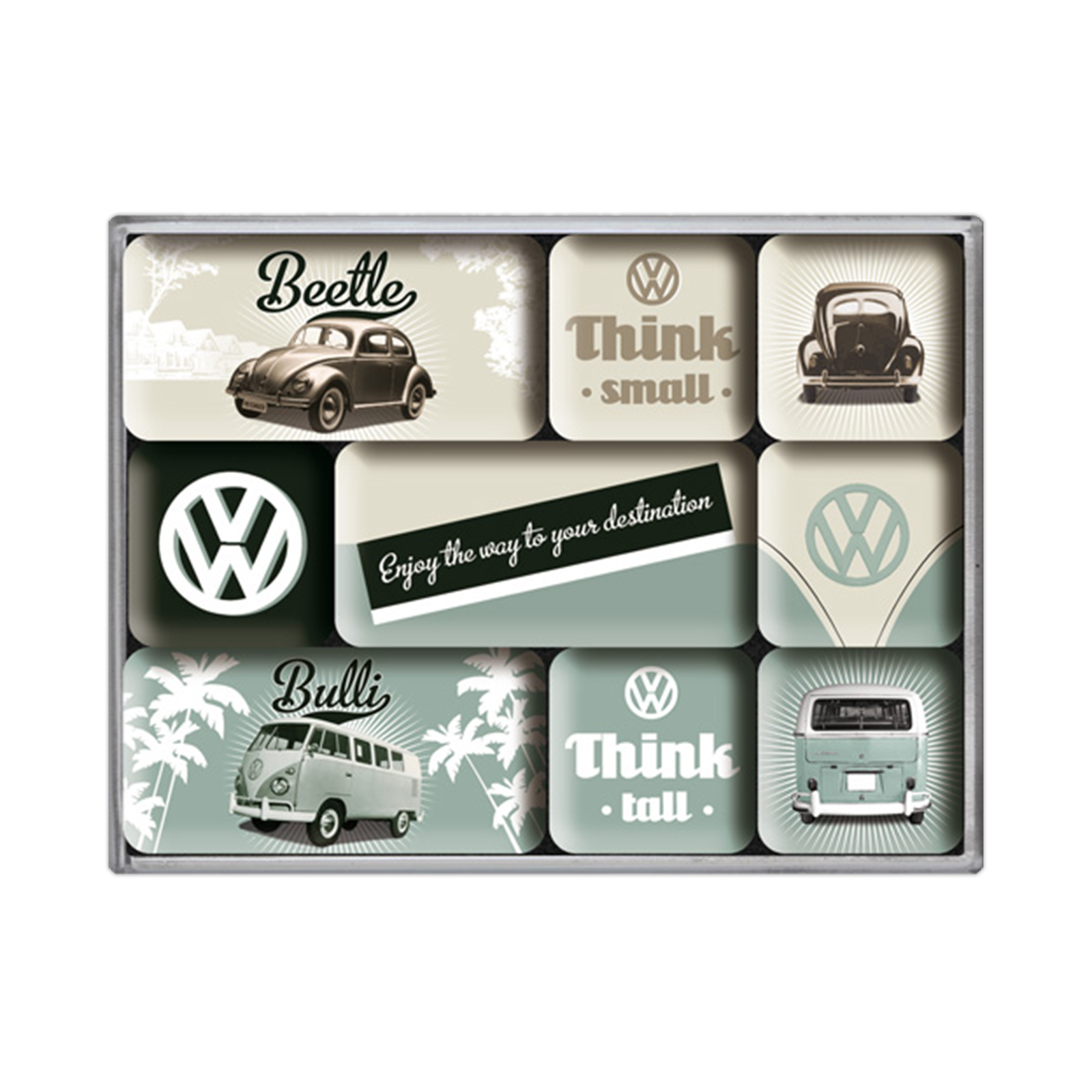 Kühlschrank-Magneten Set - VW Think Tall & Small - 9-teilig