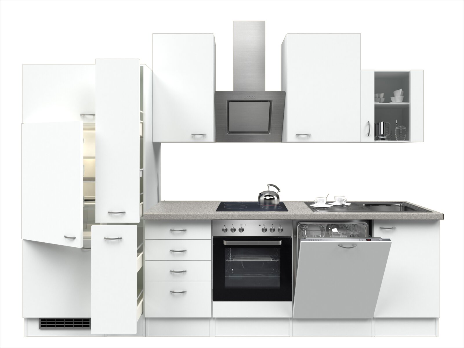 Küchenblock WITO - weiß-grau - mit E-Geräten - 310 cm | Online bei ROLLER  kaufen
