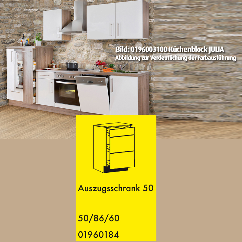 Anrichte - weiß Hochglanz-Trüffel - 3 Schubkästen - 50 cm