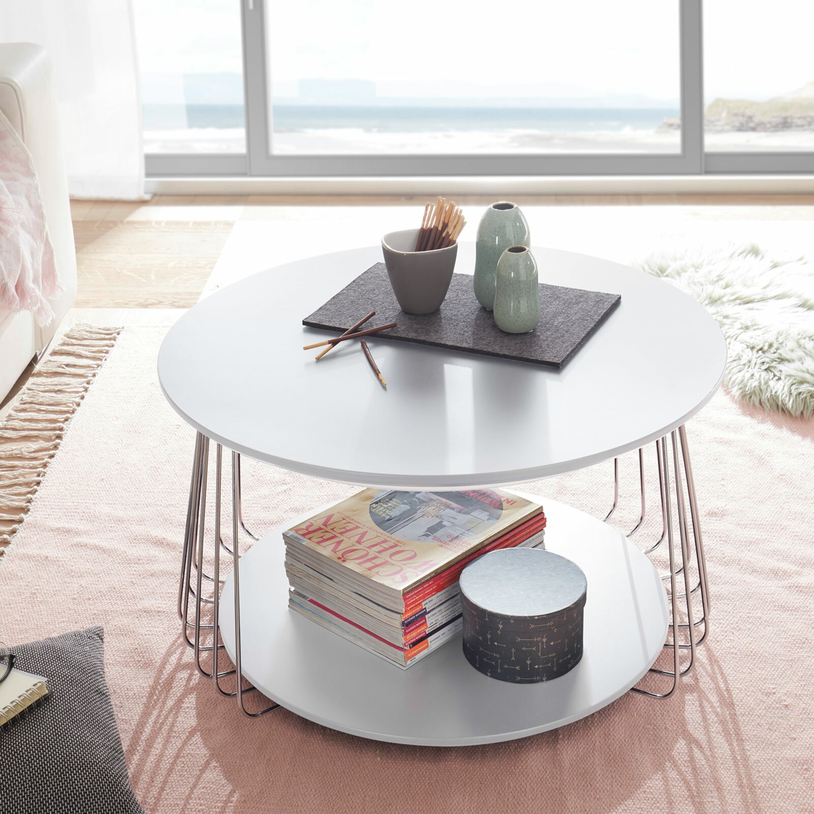 couchtisch - weiß - rund - 70 cm