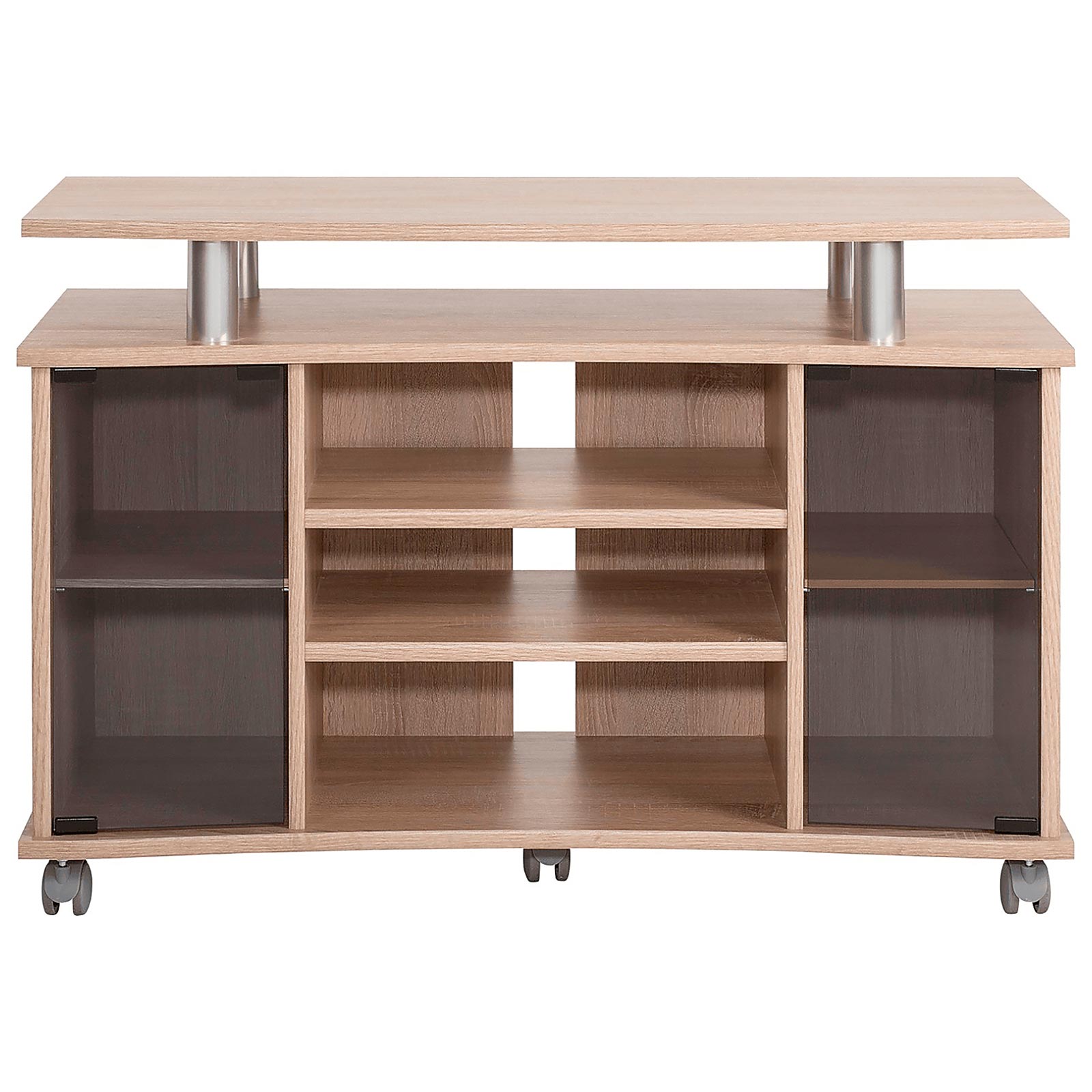 TV-Rack - Sonoma Eiche - Alu - Glastüren