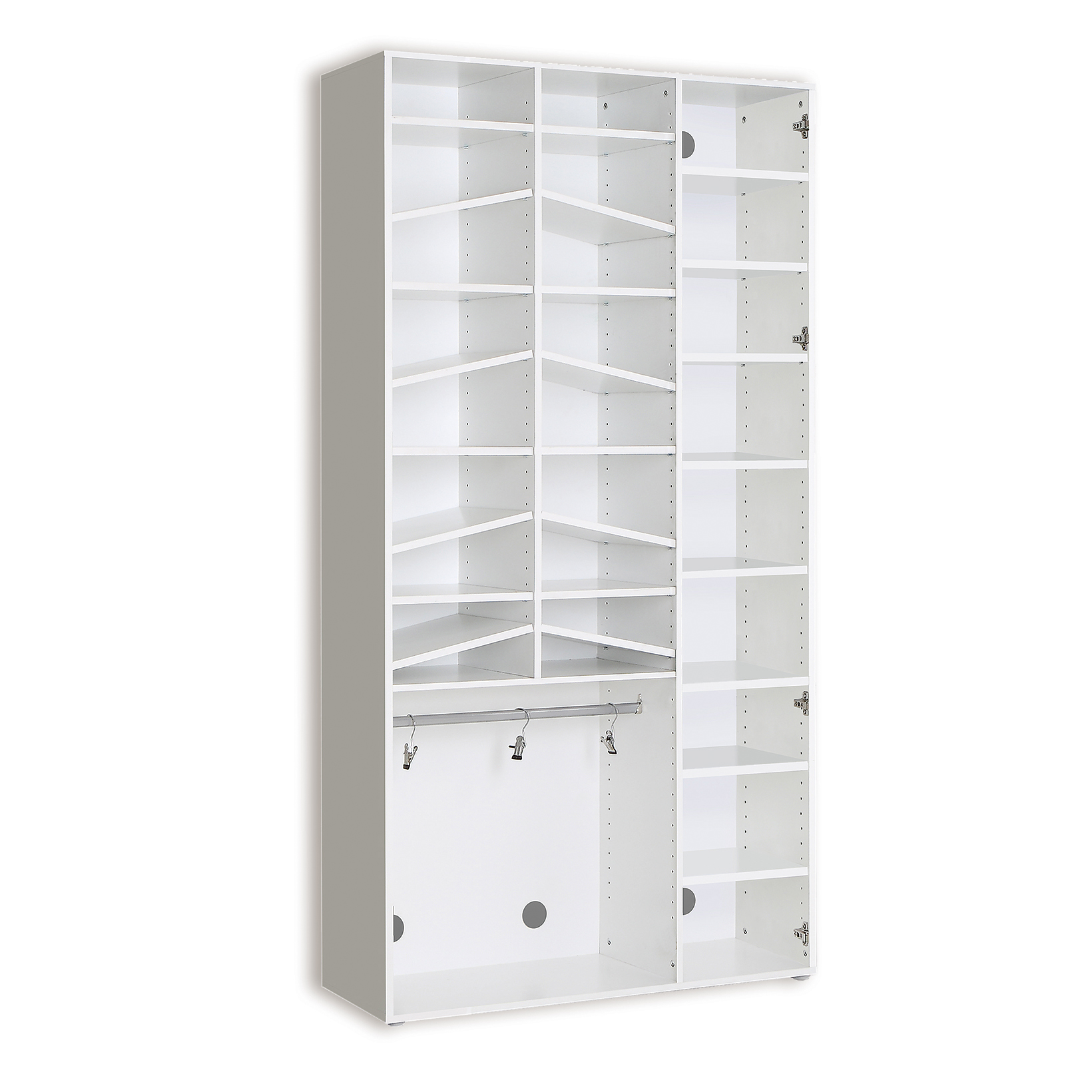 Schuhschrank - weiß - 28 Fächer - Spiegeltür