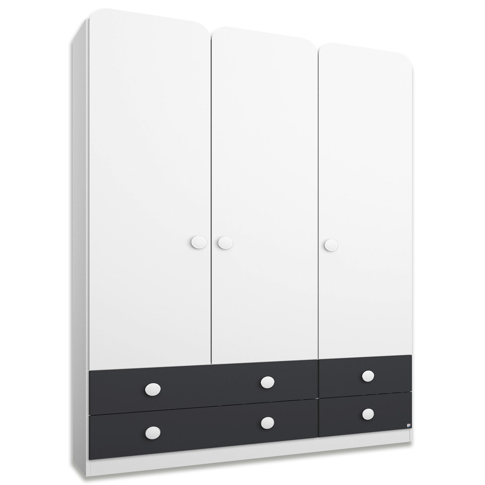 Drehtürenschrank - Alpinweiß - 3-türig - 136 cm breit