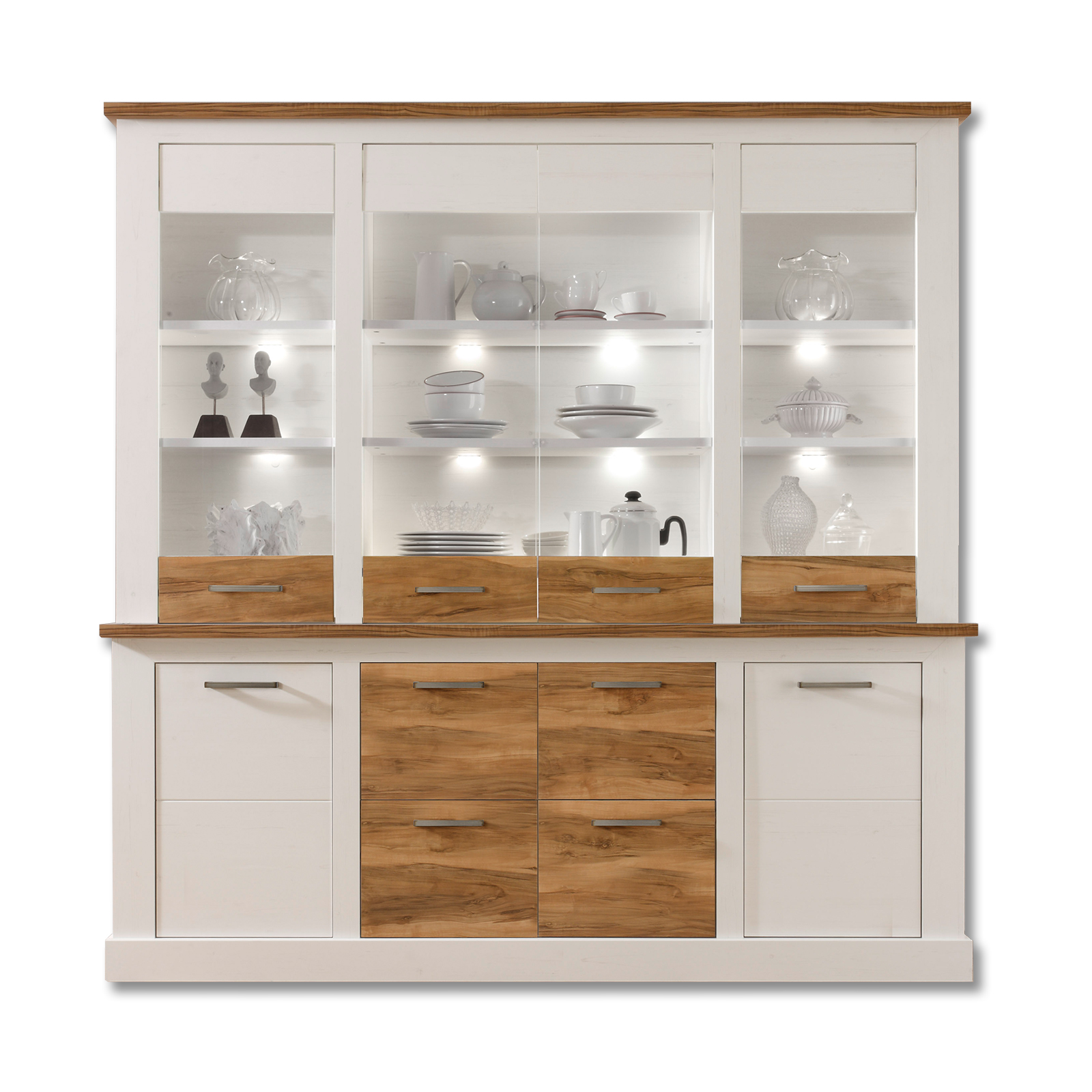 Highboard - Pinie hell-Satin Nussbaum - 210 cm breit