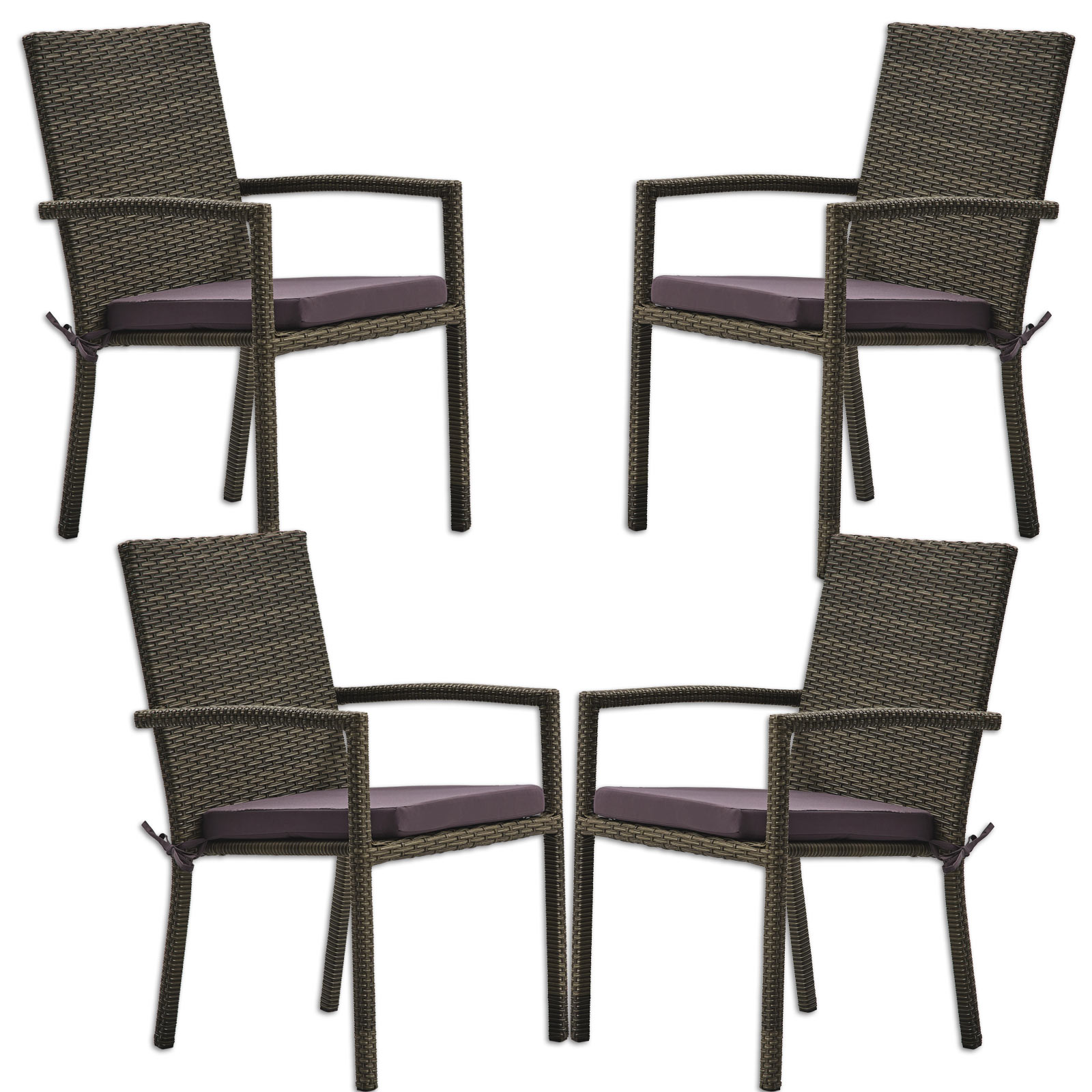 Gardiola 4-teiliges Gartenstuhl-Set - grau - Rattan-Optik