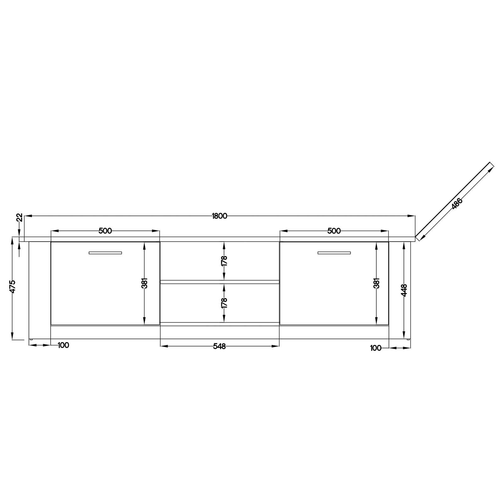 Lowboard - Artisan Eiche - 180 cm breit | Online bei ...