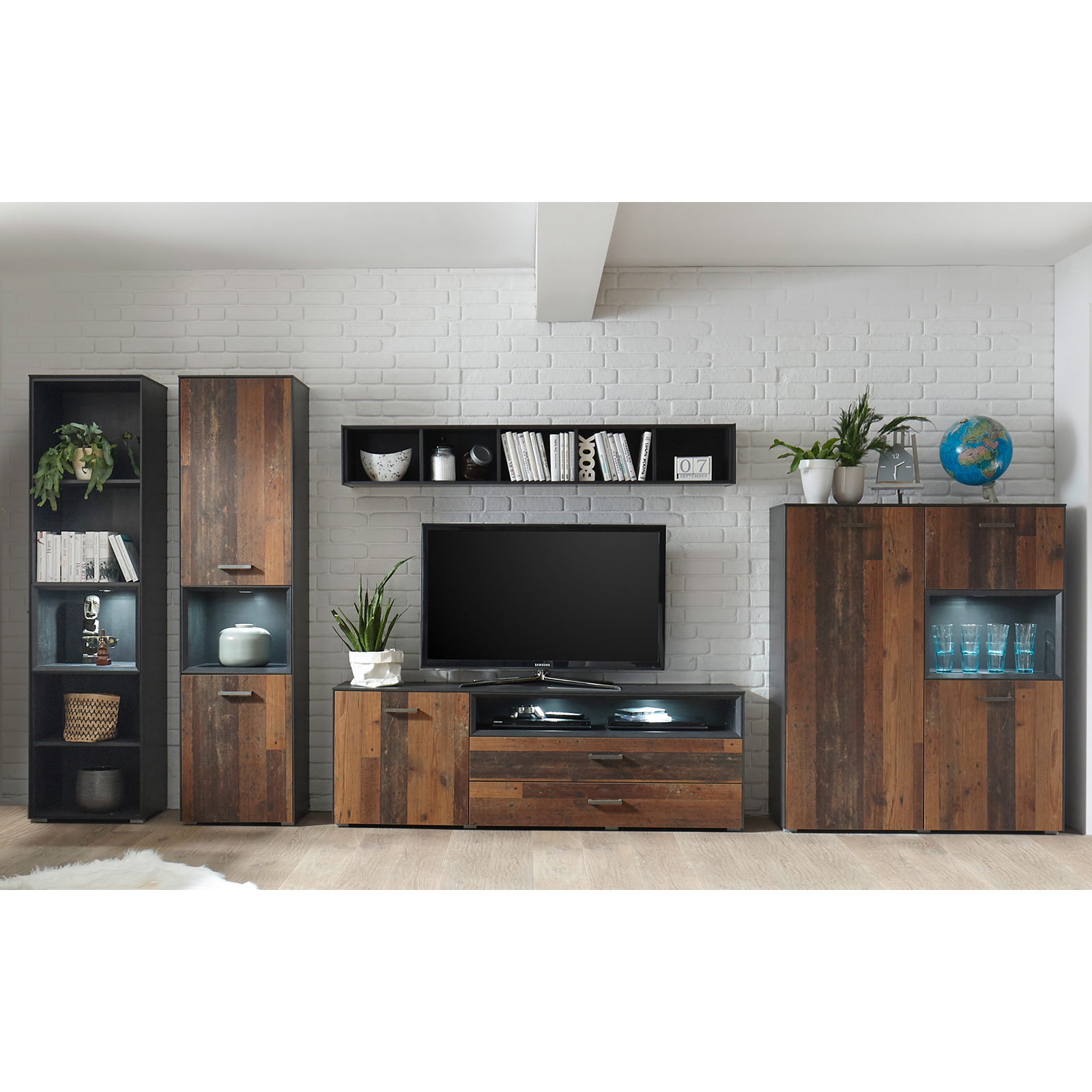 Sideboard - Schwarzstahloptik - Texas Oak - 177 cm