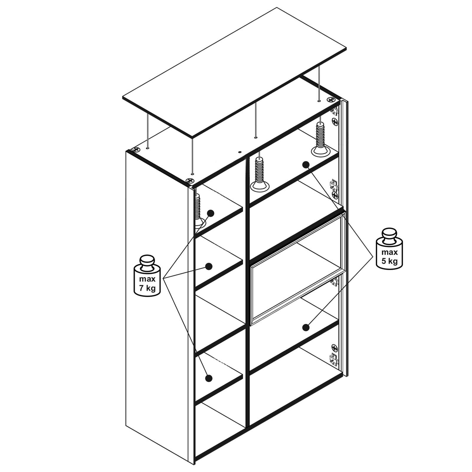 Highboard - Schwarzstahloptik - Texas Oak - 94 cm