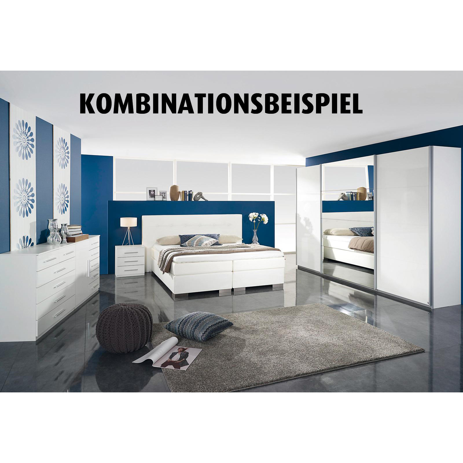 Nachttisch - Hochglanz weiß - 3 Schubkästen