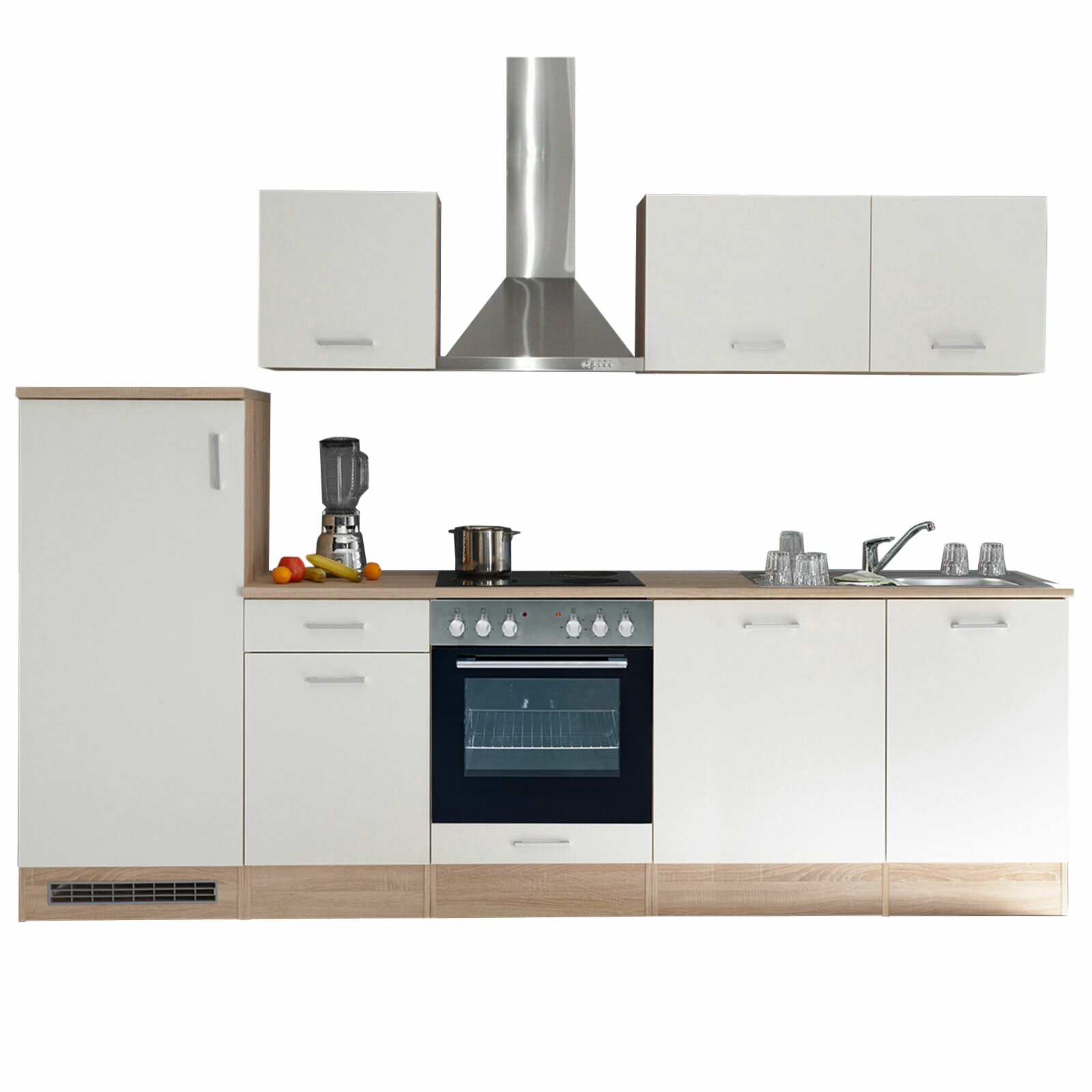 Küchenblock - weiß matt - Sonoma Eiche - mit E-Geräten - 280 cm | Online  bei ROLLER kaufen