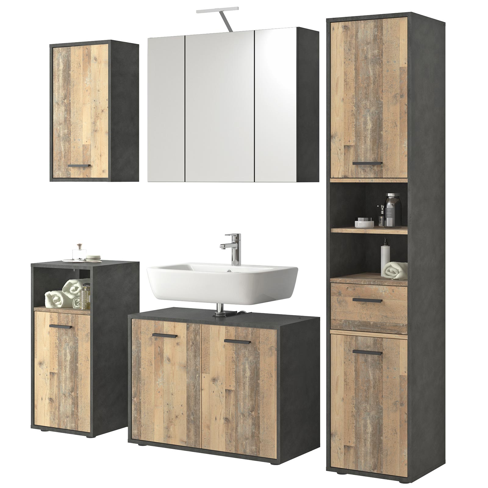 Hochschrank - Matera dunkel - Old Style hell
