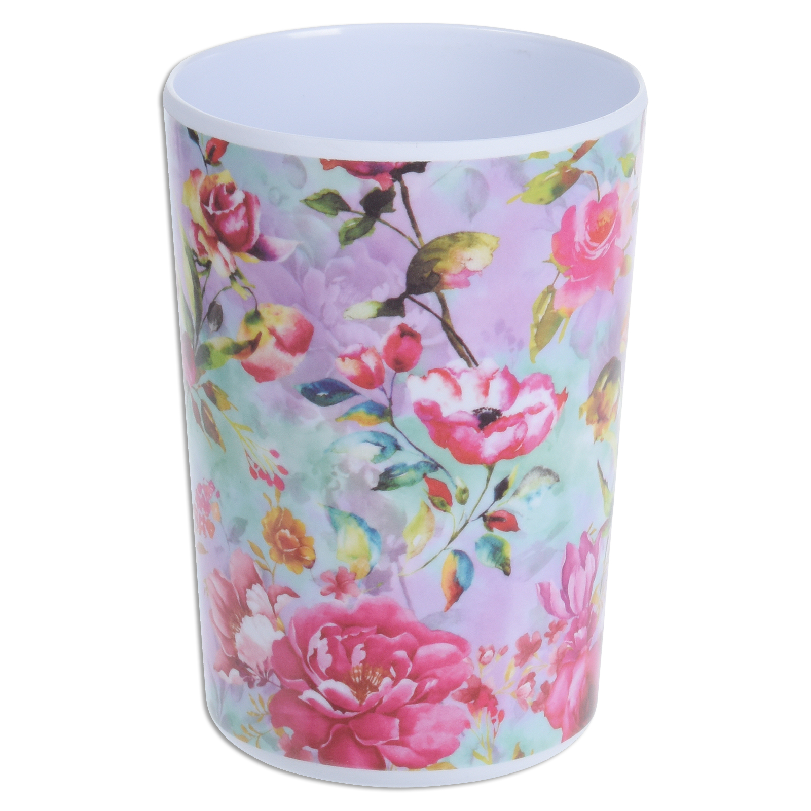 Trinkbecher - Blumen - rosa-weiß