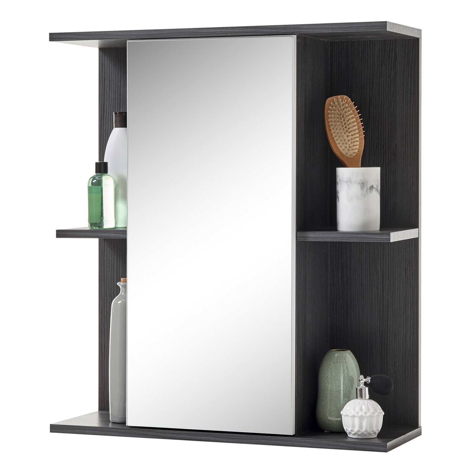 Spiegelschrank - grau - 4 Ablagefächer | Online bei ROLLER kaufen