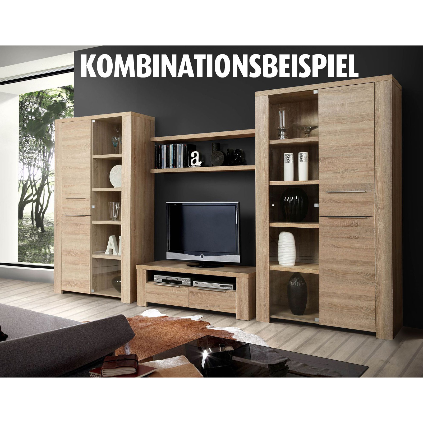 TV-Lowboard - Sonoma Eiche - 124 cm breit