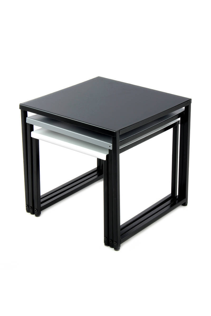 3er-Set Beistelltisch SOUTH 110 - schwarz-grau-weiß - 45 cm