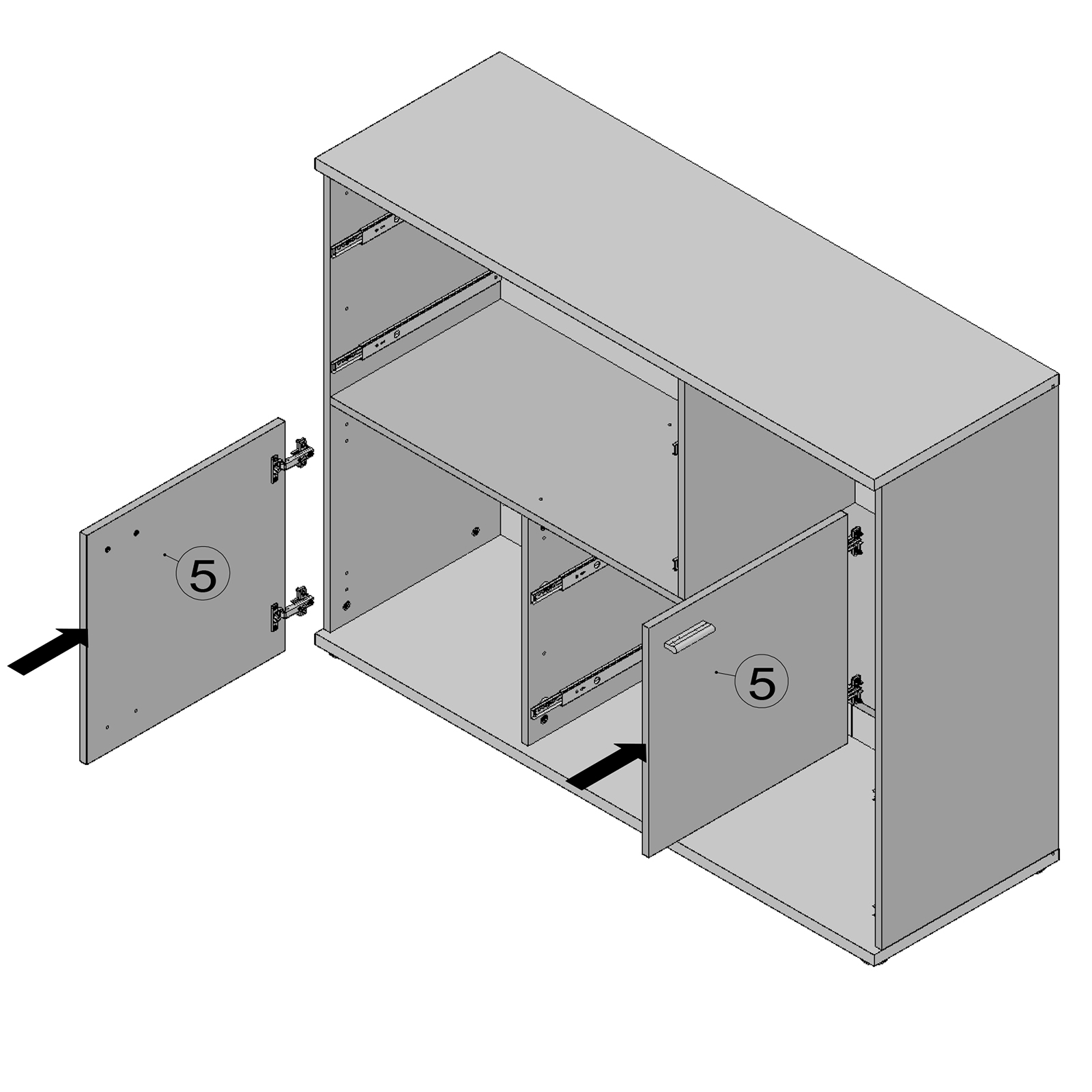 Kommode - Beton-weiß - 125 cm breit