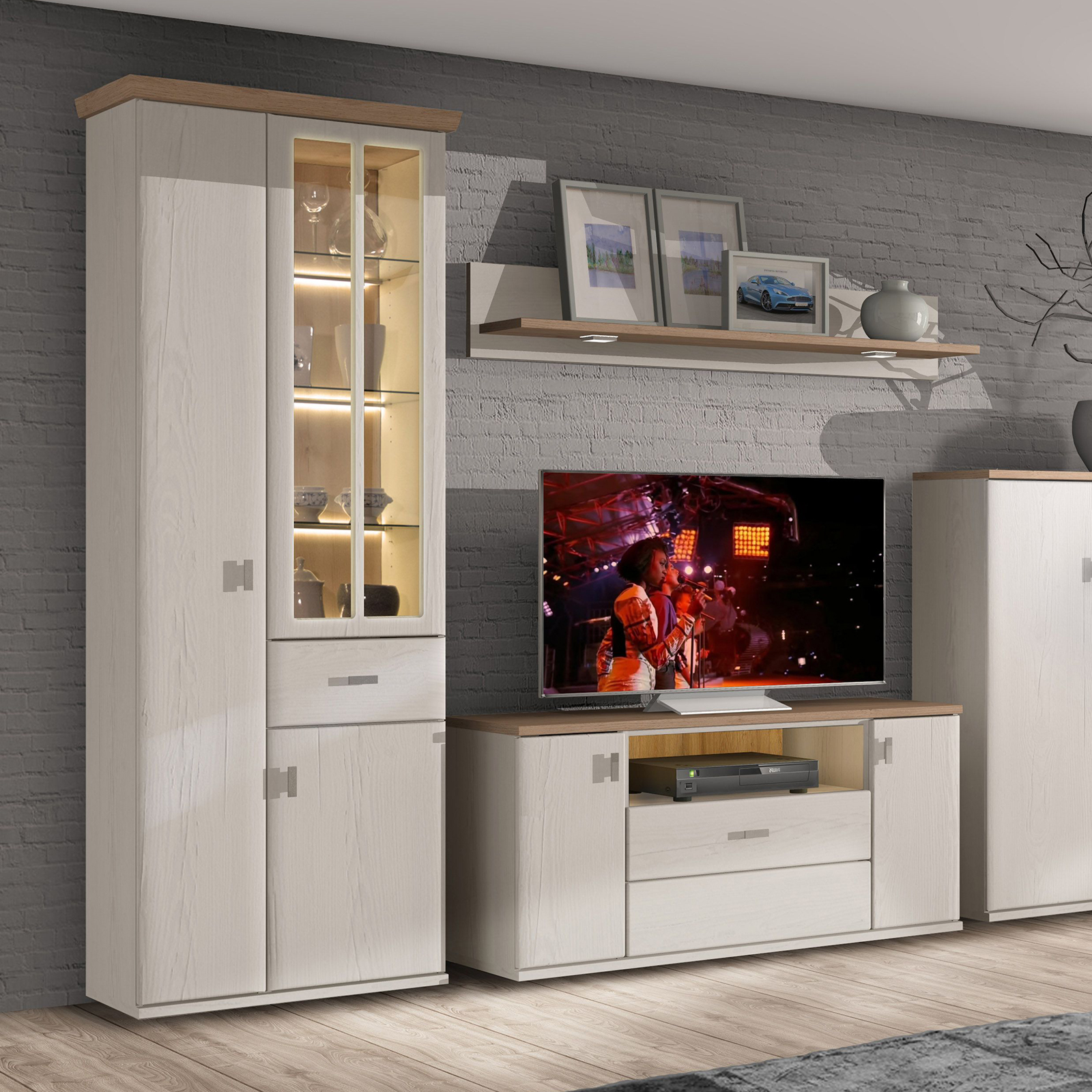 Vitrine - Pinie Vintage - Wildeiche - 75 cm breit