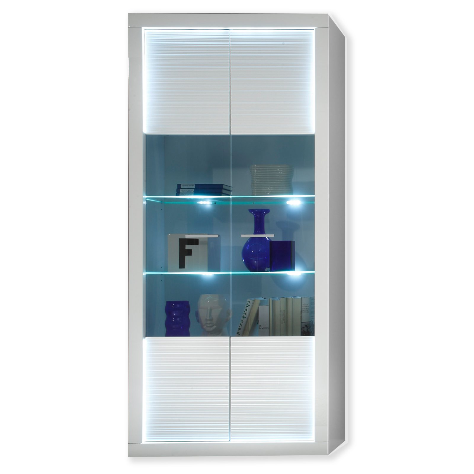 Vitrine STARLIGHT weiß Hochglanz Beleuchtung 90 cm
