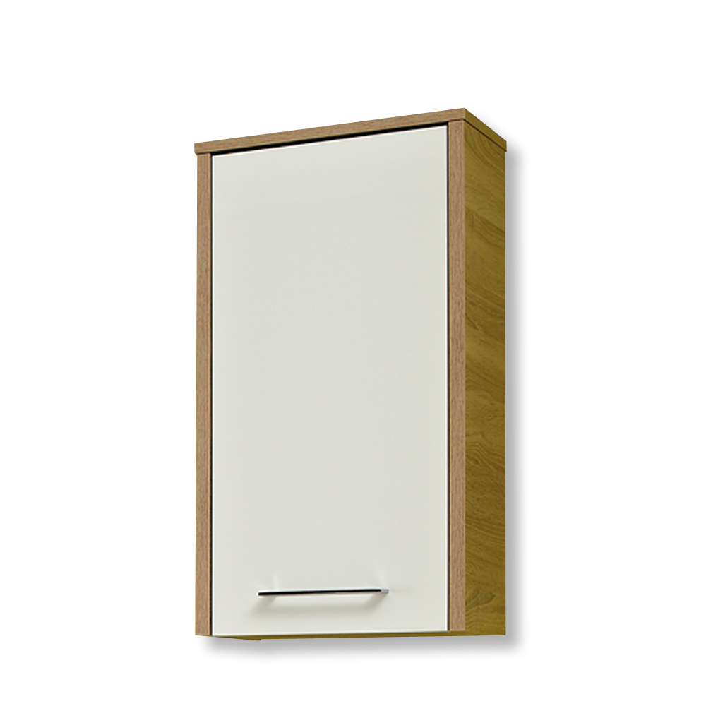 Wandschrank - weiß Hochlganz - Eiche - 40 cm breit