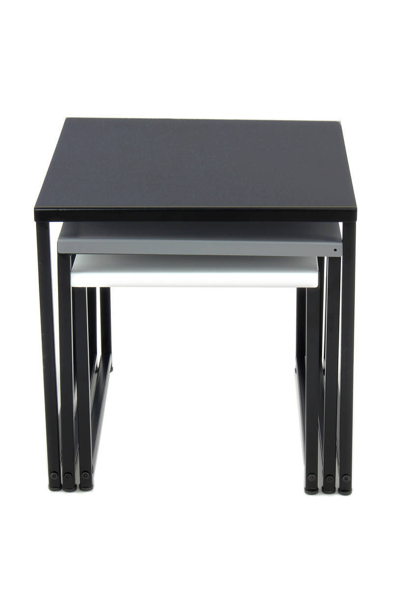 3er-Set Beistelltisch SOUTH 110 - schwarz-grau-weiß - 45 cm