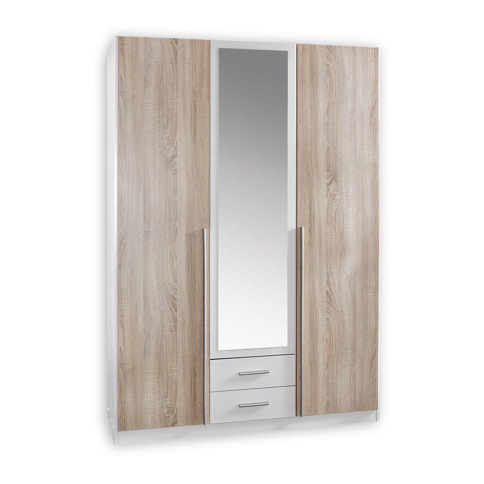 Drehtürenschrank - weiß-Sonoma Eiche - 135 cm breit