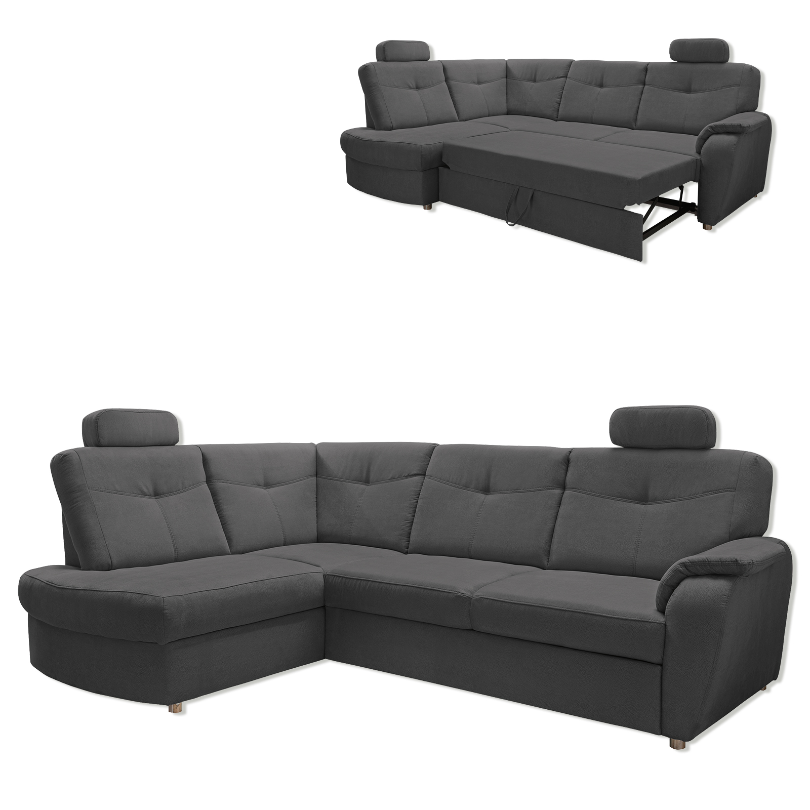 Ecksofa - anthrazit - Microfaser - Liegefunktion