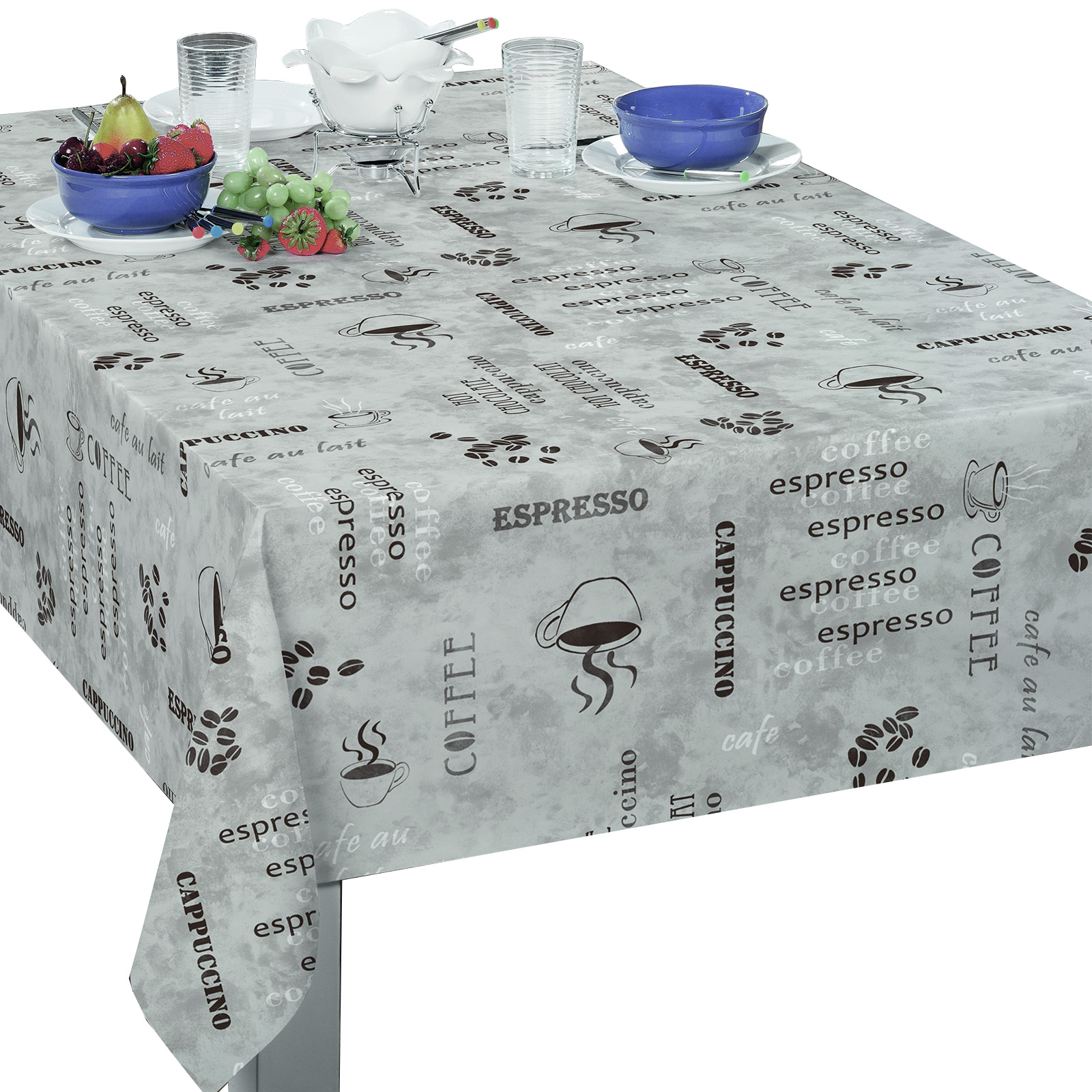Tischdecke - grau - Kaffee - 140 cm breit
