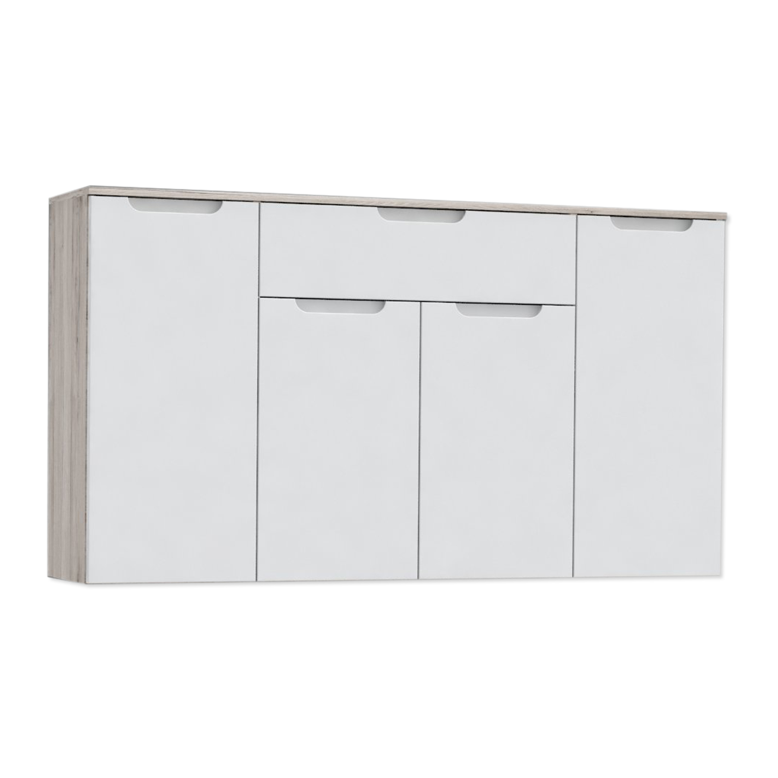 Kommode - weiß Hochglanz - Sandeiche - 139 cm breit