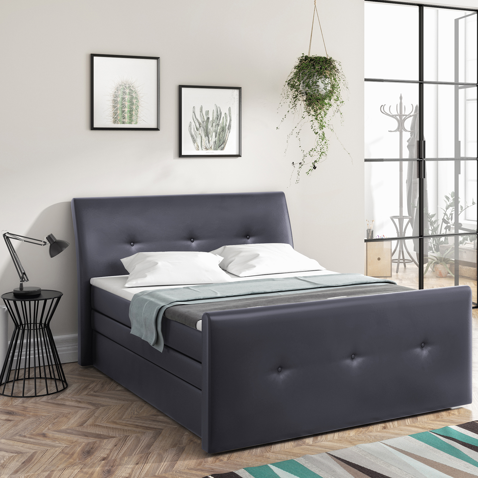Boxspringbett - graphit - H2 - 180x200 cm