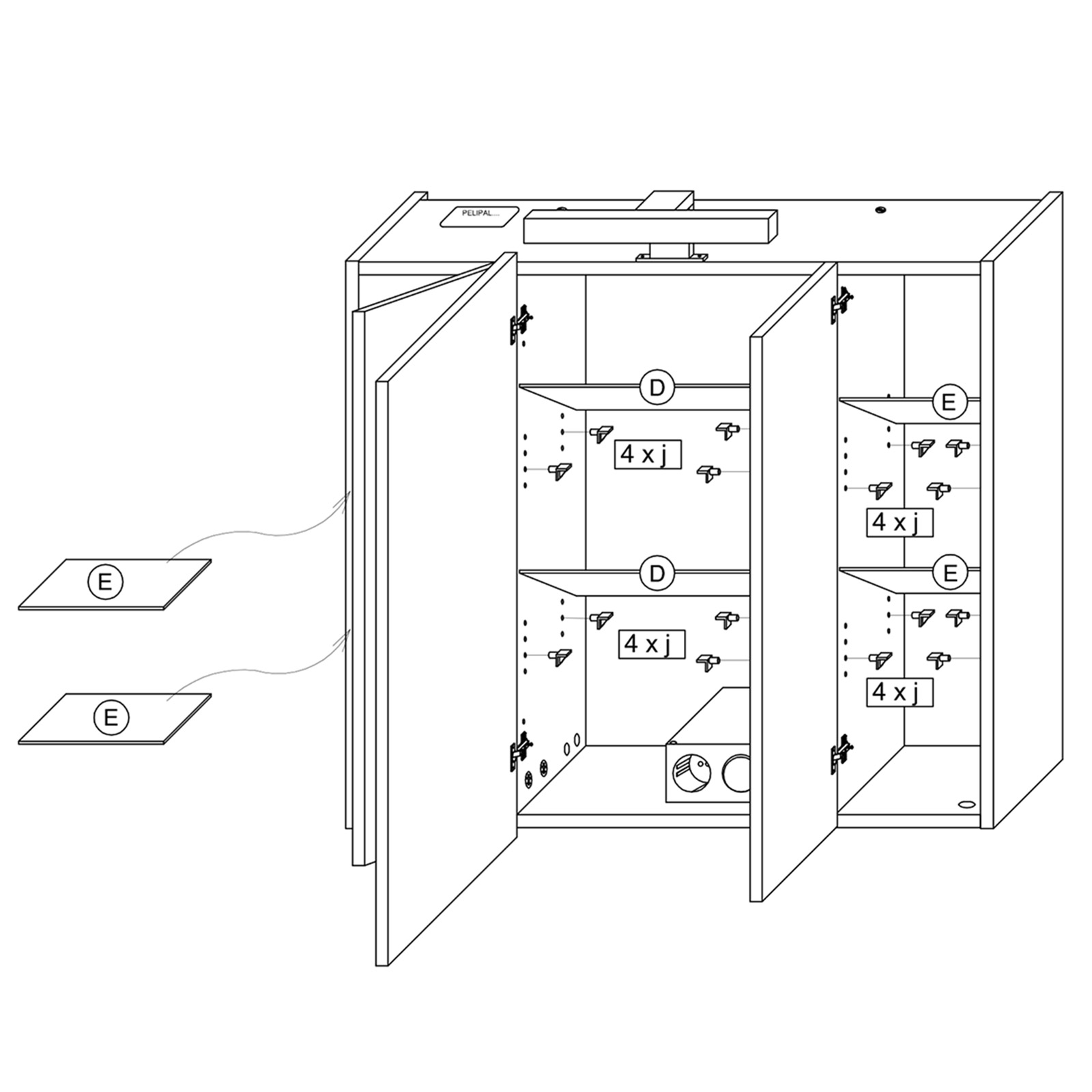 LED-Spiegelschrank - anthrazit - 68 cm breit