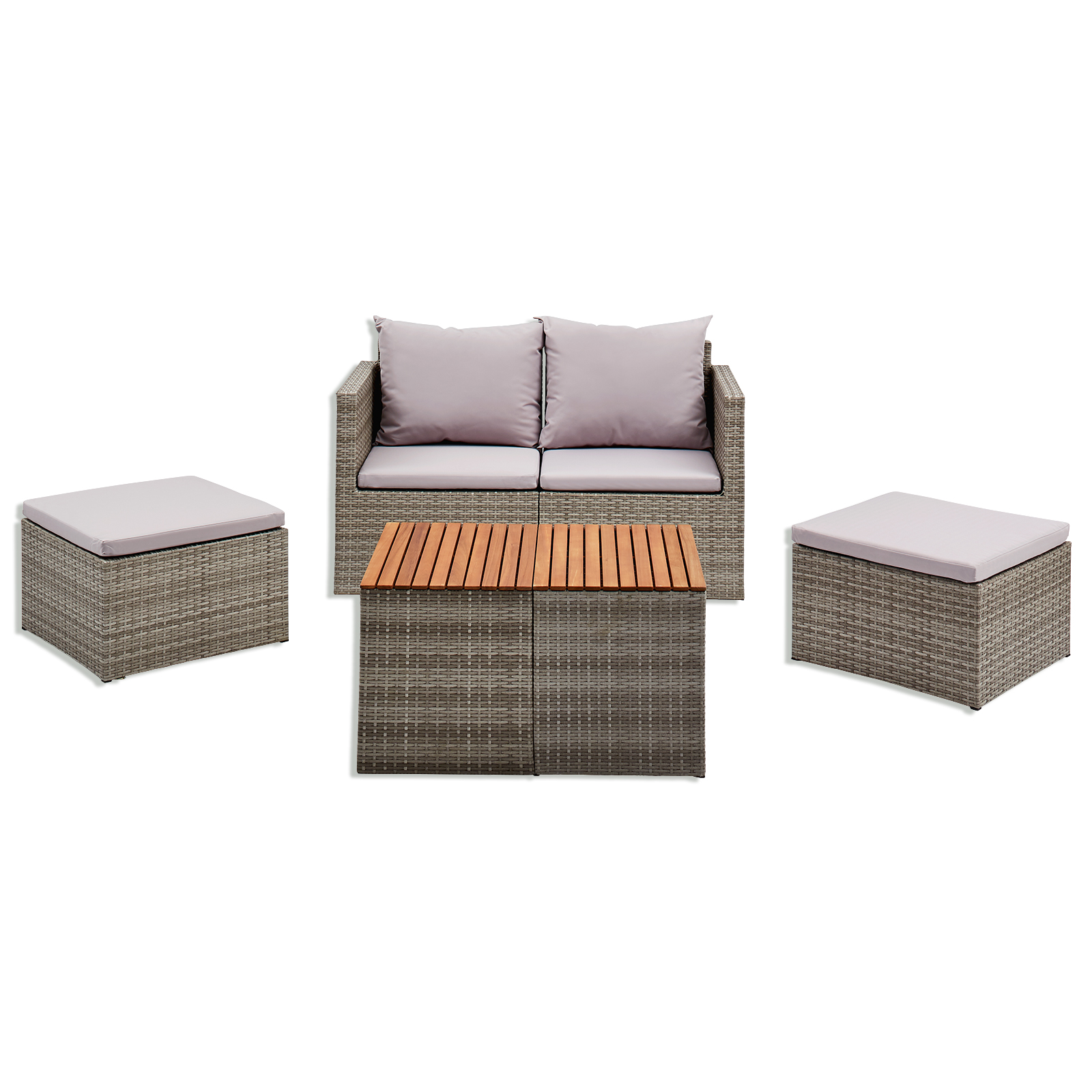 6-teiliges Gardiola Lounge-Modulset - grau - Akazie ...