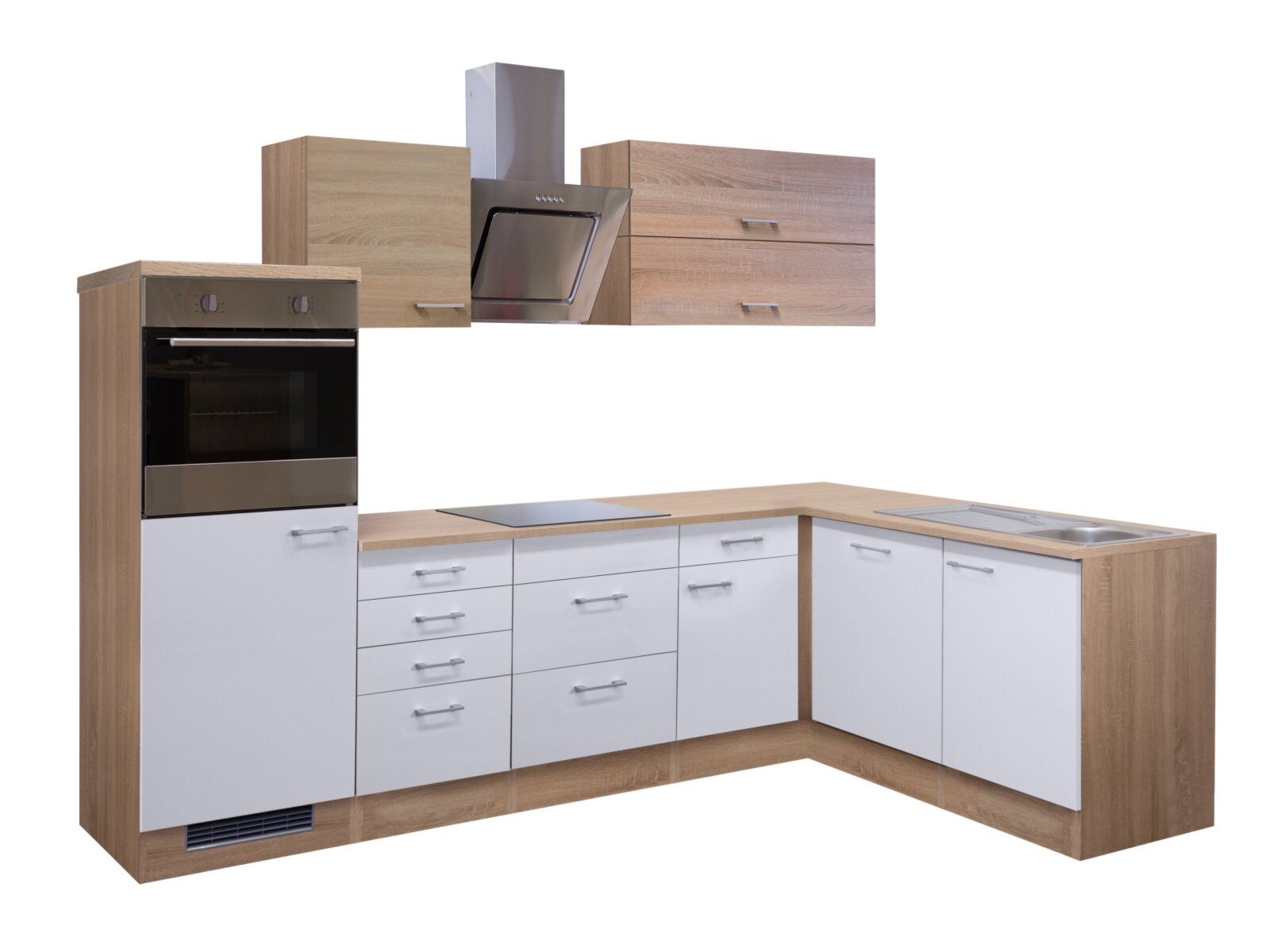 Winkelküche SAMOA - weiß-Sonoma Eiche - mit E-Geräten - 280x170 cm | Online  bei ROLLER kaufen