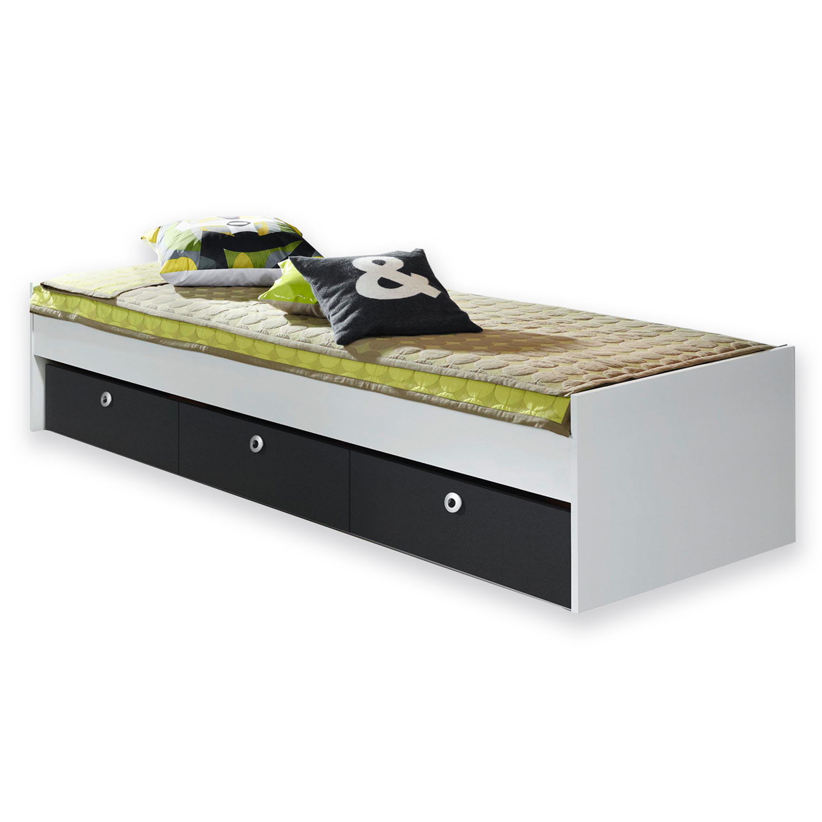 Jugendbett - Alpinweiß-grau-metallic - 90x200 cm