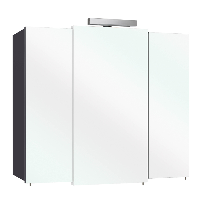LED-Spiegelschrank - anthrazit - 83 cm breit