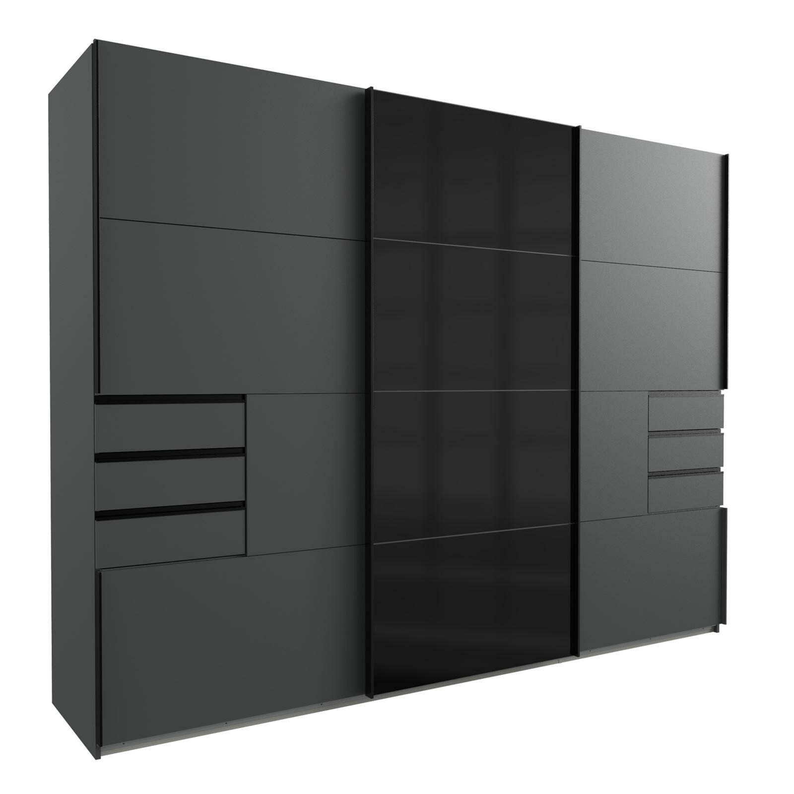 Schwebetürenschrank - graphit-schwarz - 6 Schubkästen - 270 cm | Online bei  ROLLER kaufen