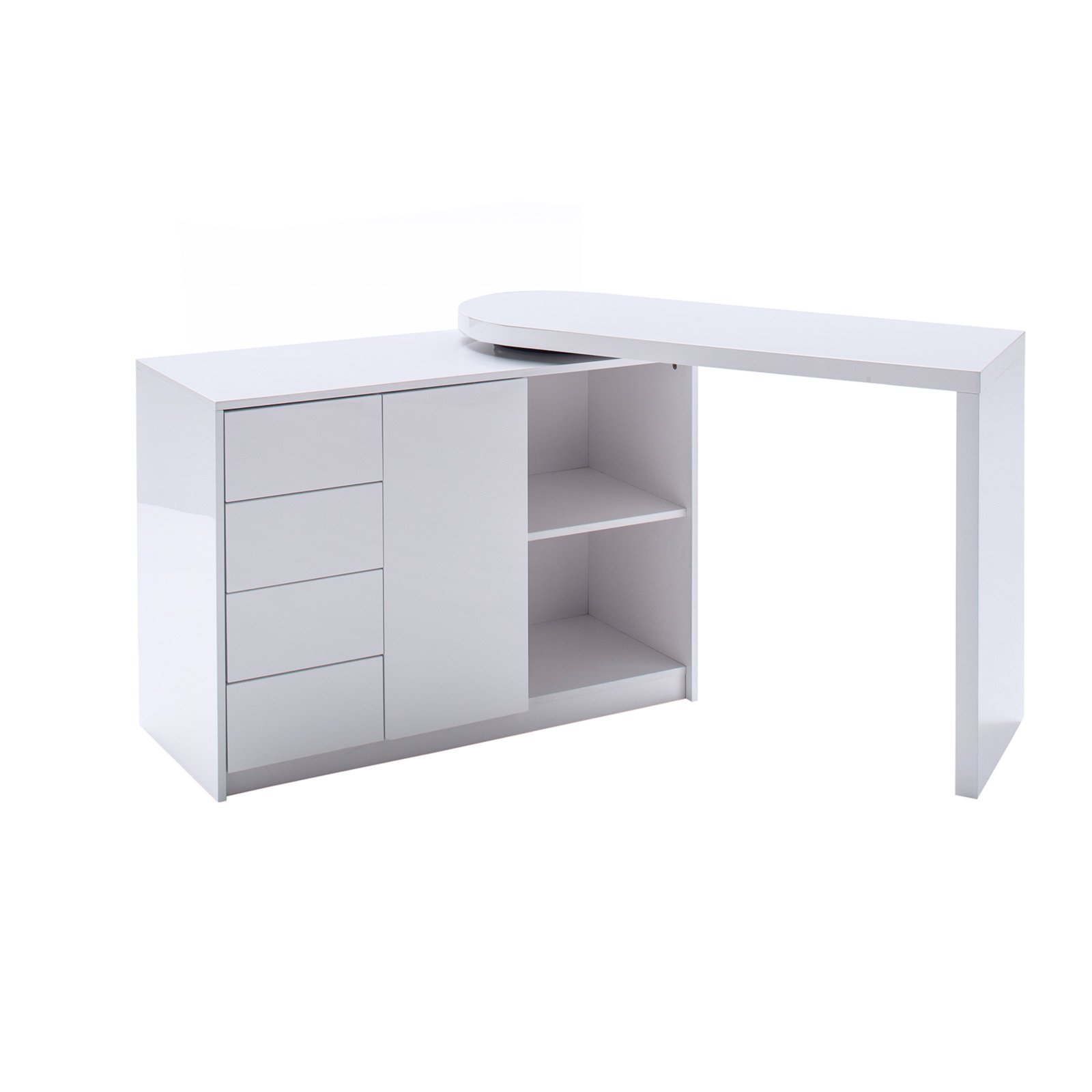 Schreibtisch - weiß - hochglanz - schwenkbar | Online bei ROLLER kaufen