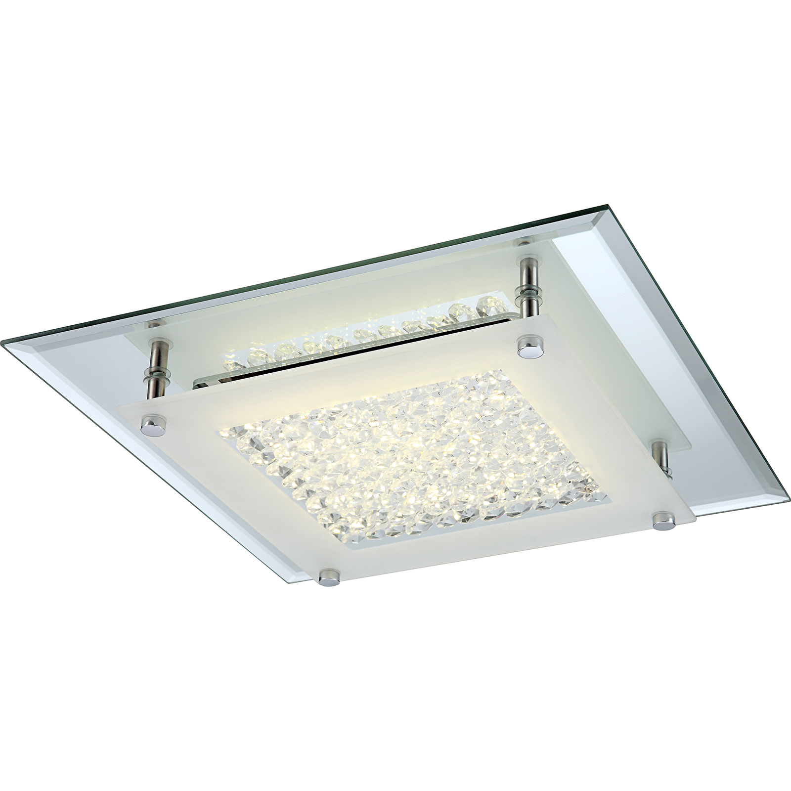 LED-Deckenleuchte - Chrom - Glaskristalle
