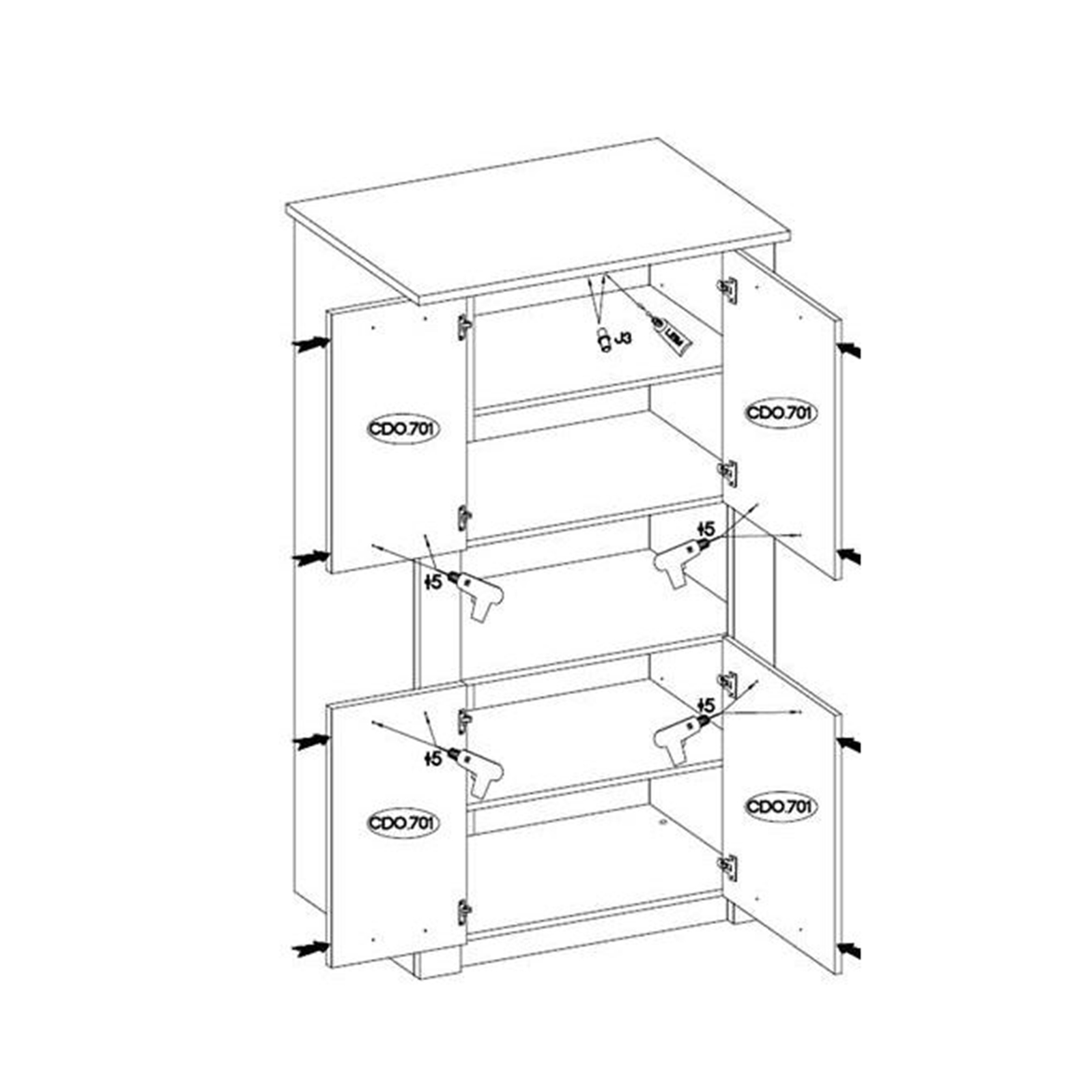 Highboard - Artisan Eiche - 4 Türen