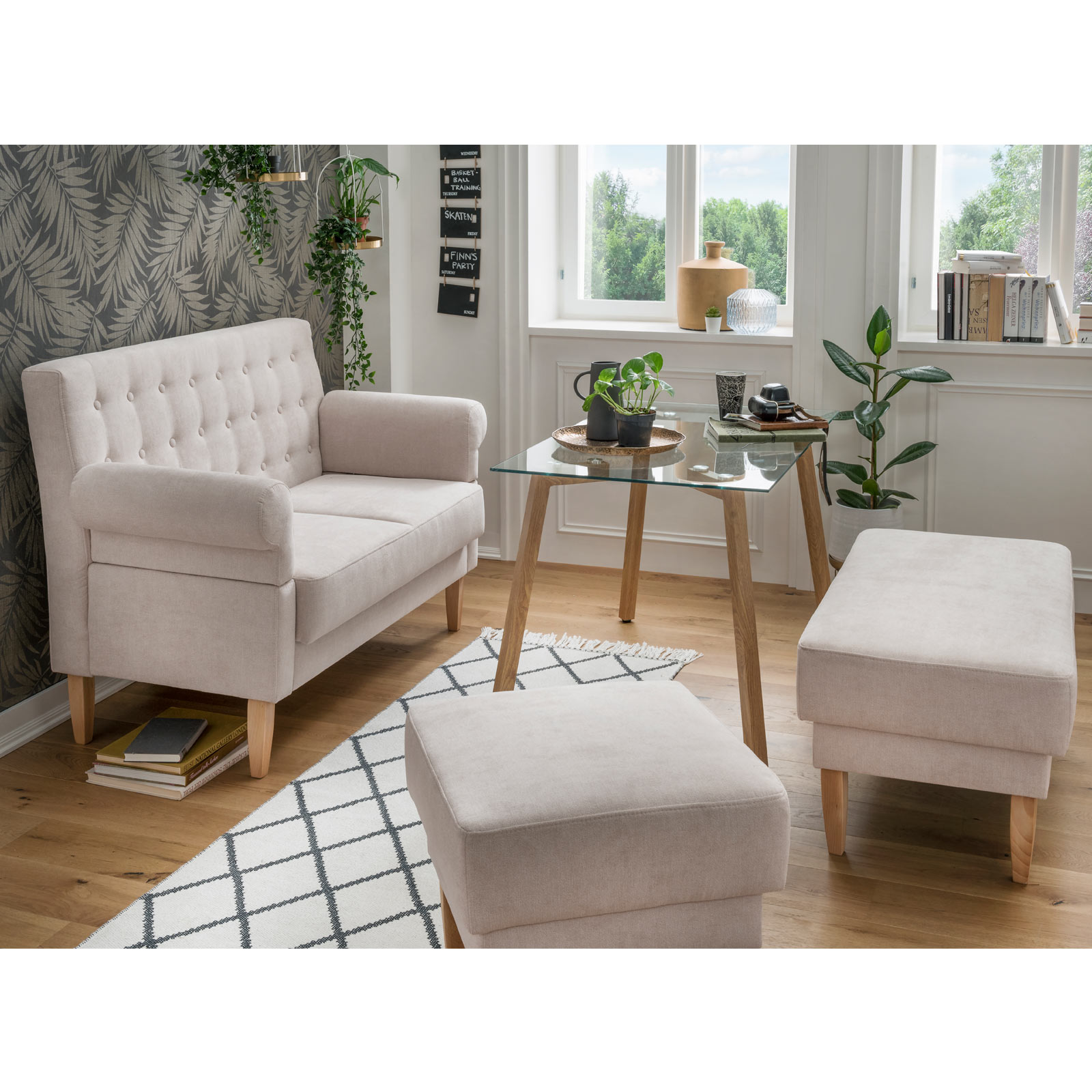 Tischsofa - creme - Microfaser