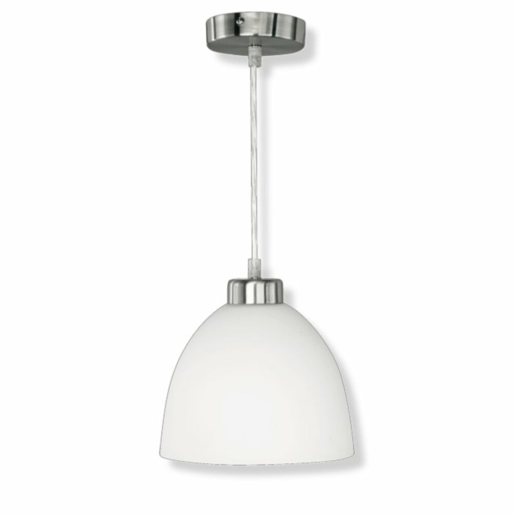 Pendelleuchte - Nickel - Glas weiß | Pendelleuchten | Hängelampen