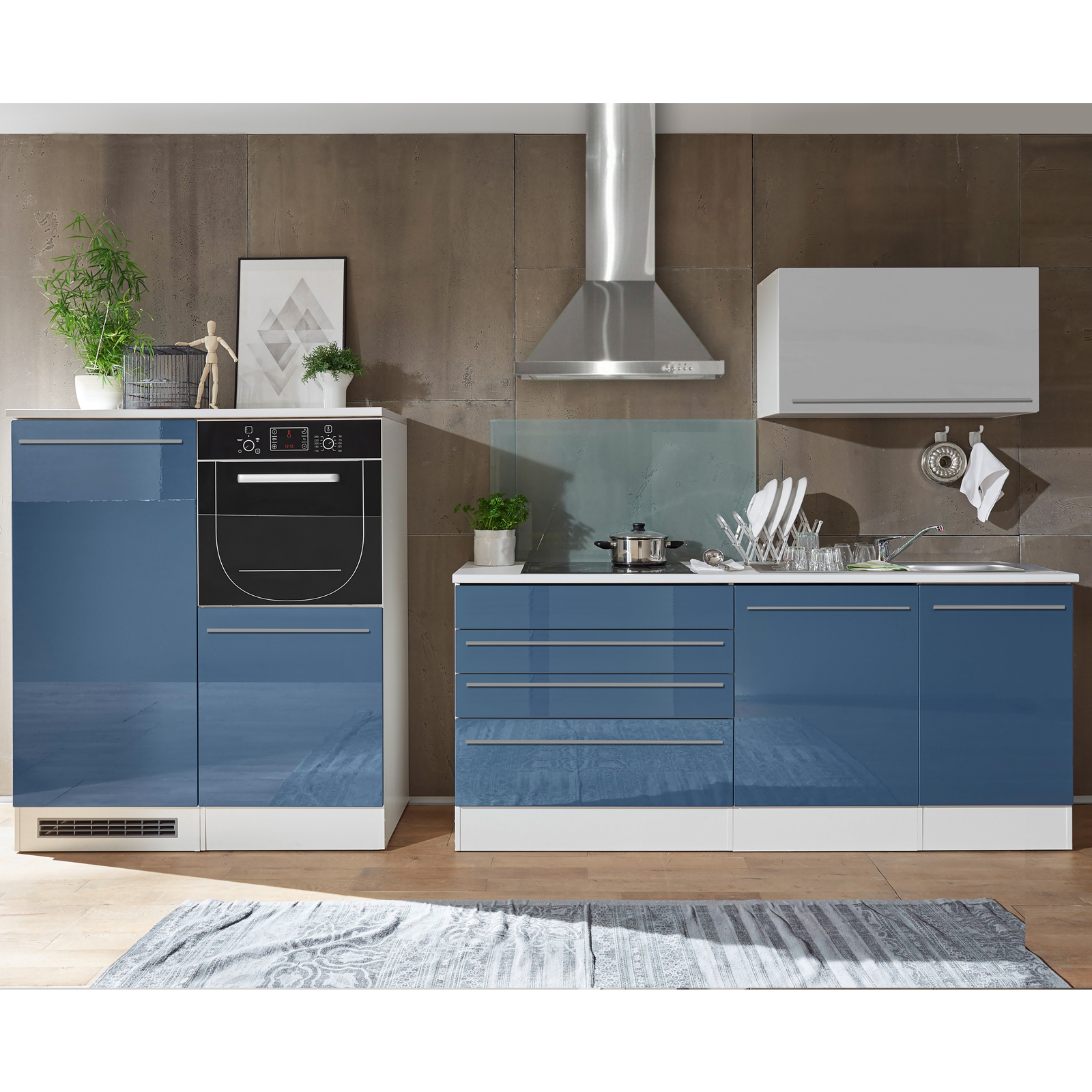 Kuchenblock Blau Hochglanz Weiss Matt 320 Cm Online Bei Roller Kaufen