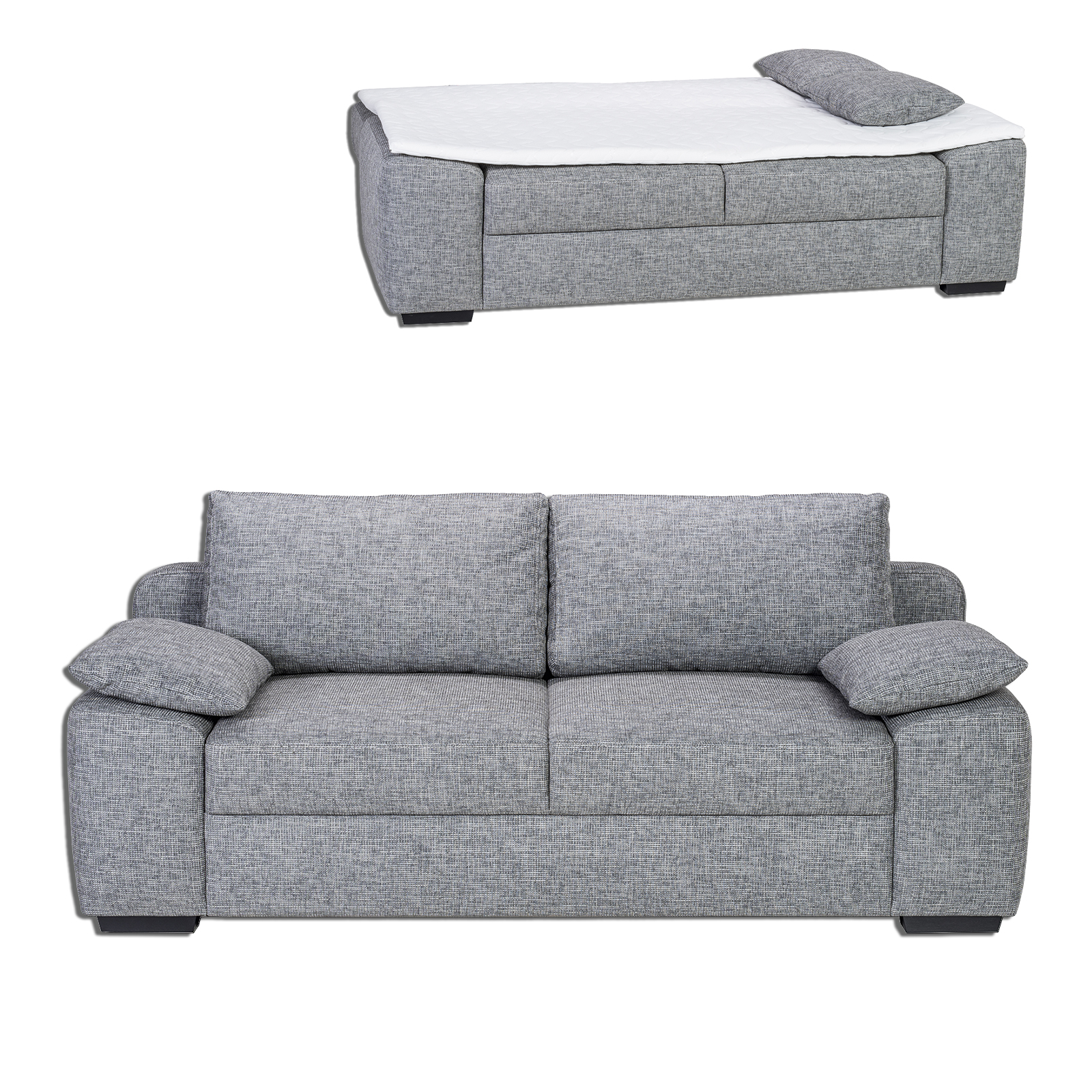 Schlafsofa - grau - inklusive Kissen