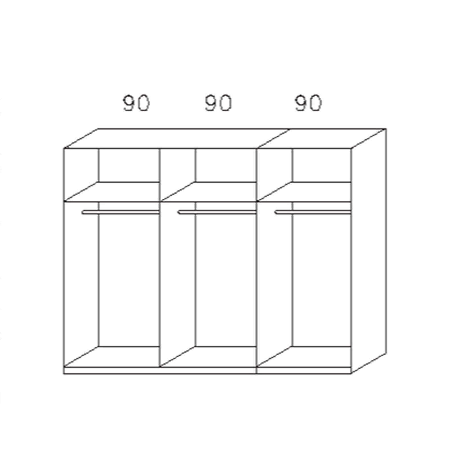 Schwebetürenschrank - Alpinweiß - 271 cm