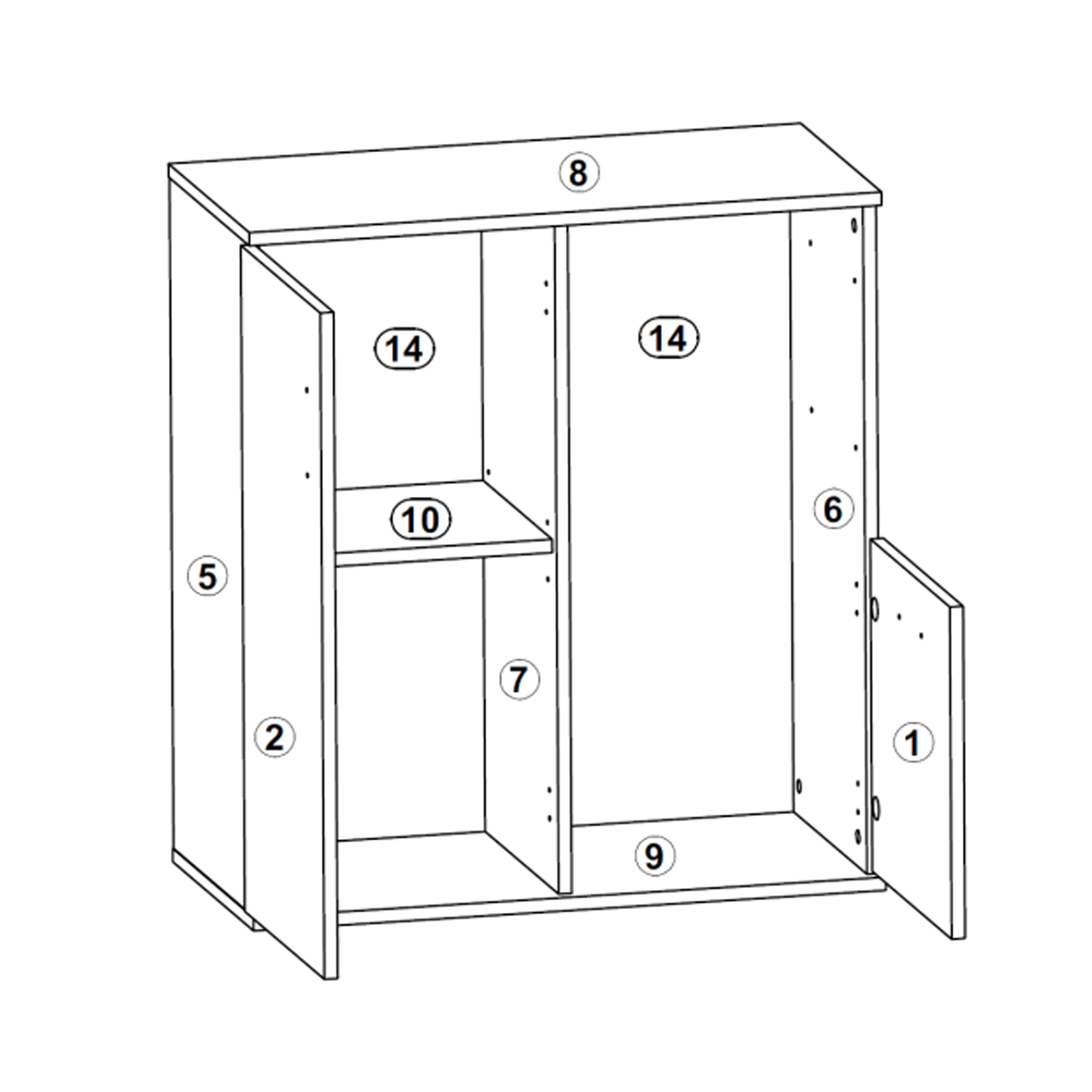 Kommode - weiß-Beton-Optik - 80 cm breit