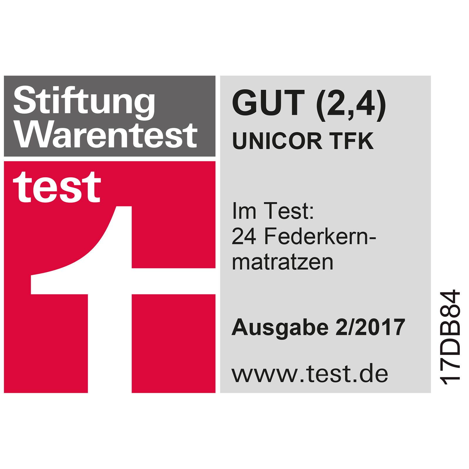 5-Zonen Taschenfederkernmatratze UNICOR - 90x200 cm - H3