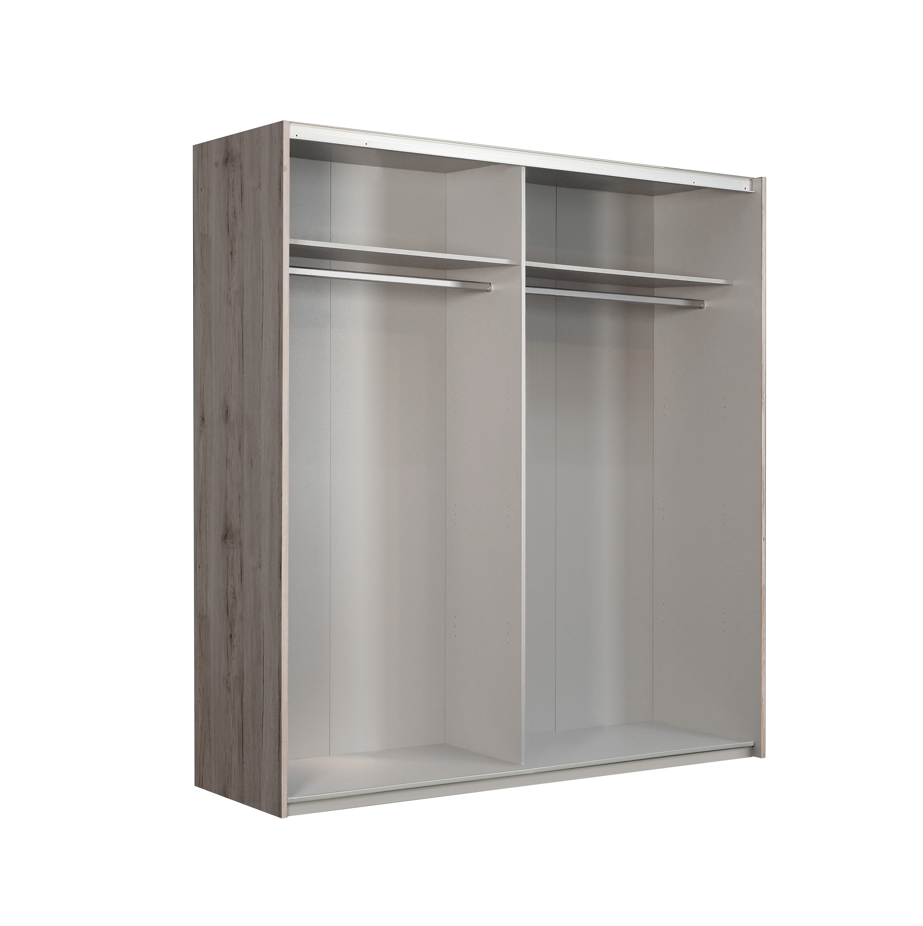 Schwebetürenschrank - Sandeiche - weiß - 220 cm breit