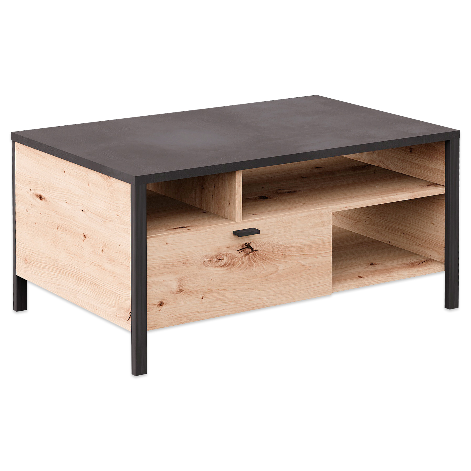 Couchtisch - Artisanen Eiche - Stahloptik - 95 cm