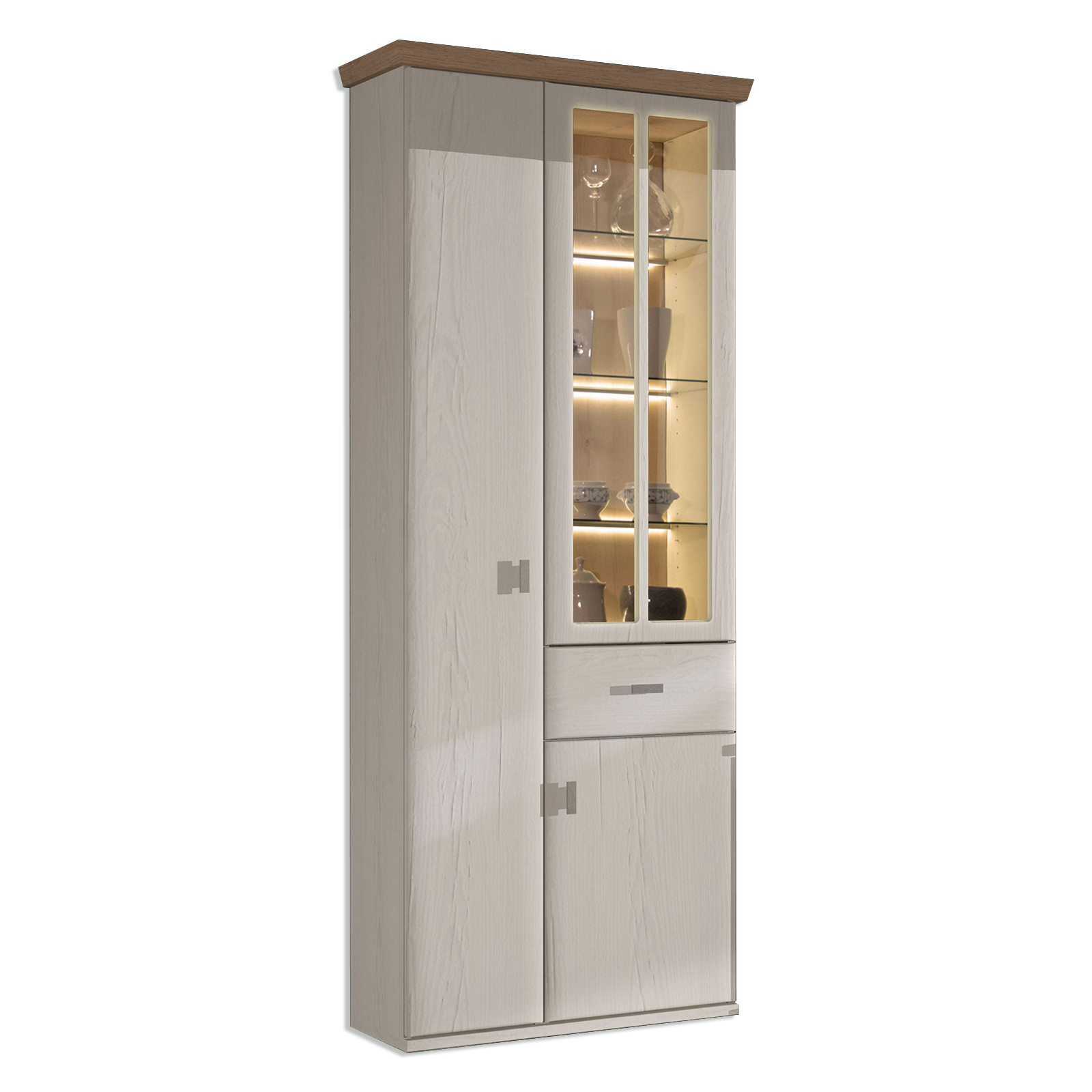 Vitrine - Pinie Vintage - Wildeiche - 75 cm breit