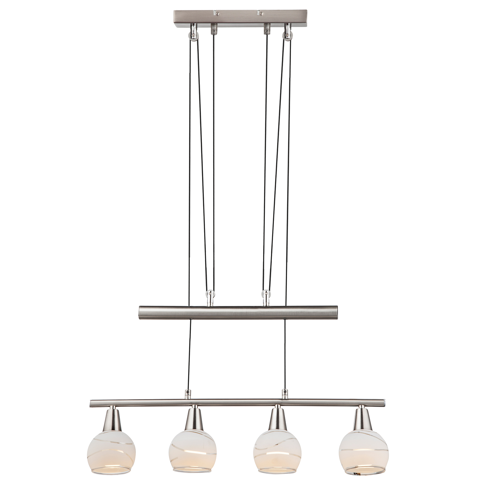 LED-Pendelleuchte - Nickel matt - Glas - 4-flammig